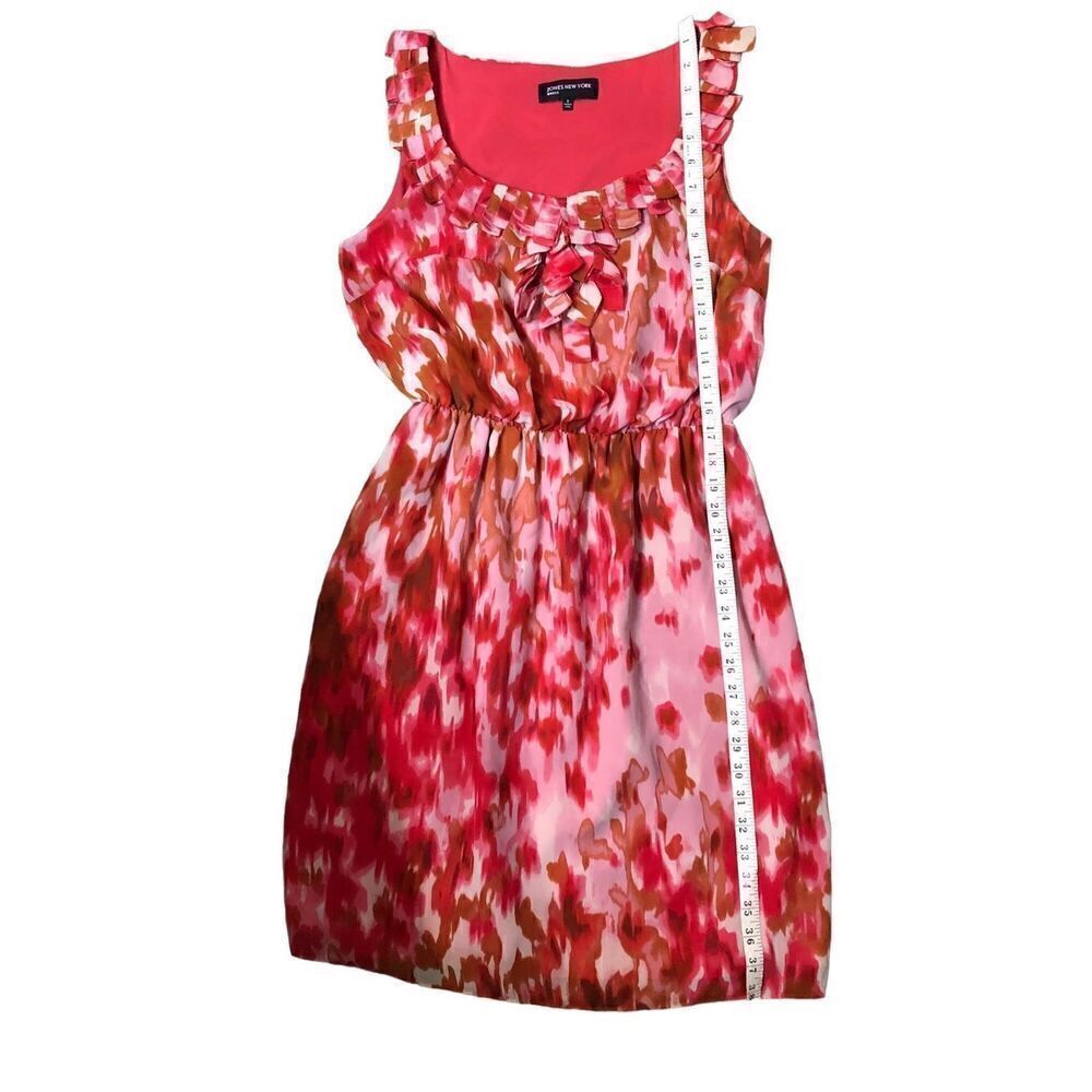Jones New York watercolor pink chiffon sleeveless dress size 8 - Picture 8 of 10